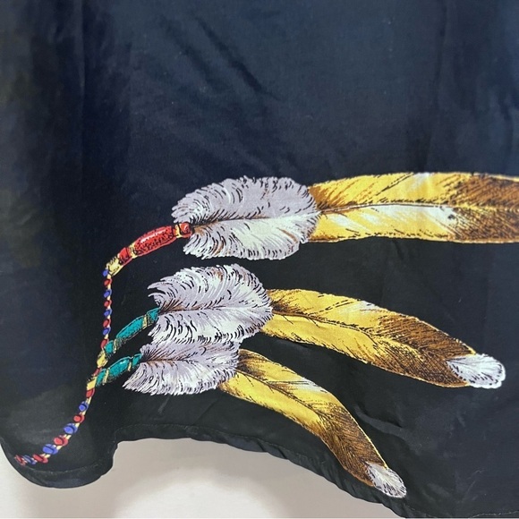 Vintage Como Studio Native American Graphic Black Button Down Shirt Size 8 - Picture 3 of 11
